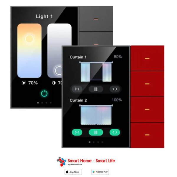 Hawkvision Smart Home touch panel with built-in 4 gang switch - Image 3